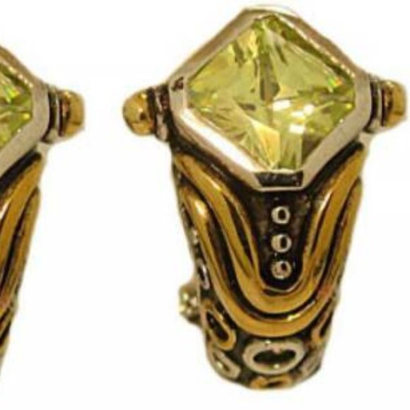 Cubic Zirconia Designer Earring Green Peridot NWT - Picture 3 of 5